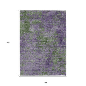 HomeRoots 5' Vibrant Purple and Green Abstract Area Rug for Indoor and Outdoor Spaces - Washable & Durable 9' X 12' 609392