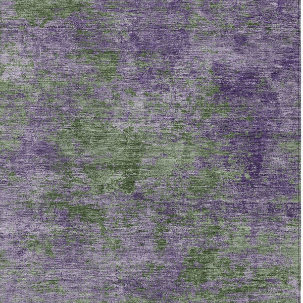 HomeRoots 5' Vibrant Purple and Green Abstract Area Rug for Indoor and Outdoor Spaces - Washable & Durable 9' X 12' 609392