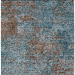 HomeRoots 5' Stylish Teal Blue and Brown Abstract Indoor Outdoor Area Rug - Durable, Washable, Versatile Design 5' X 8' 609395