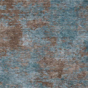 HomeRoots 5' Stylish Teal Blue and Brown Abstract Indoor Outdoor Area Rug - Durable, Washable, Versatile Design 5' X 8' 609395