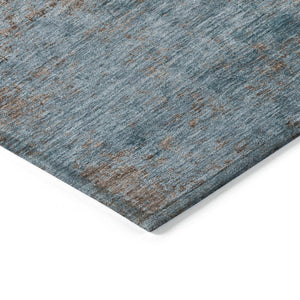 HomeRoots 5' Stylish Teal Blue and Brown Abstract Indoor Outdoor Area Rug - Durable, Washable, Versatile Design 8' X 10' 609397