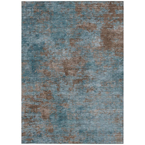 HomeRoots 5' Stylish Teal Blue and Brown Abstract Indoor Outdoor Area Rug - Durable, Washable, Versatile Design 8' X 10' 609397