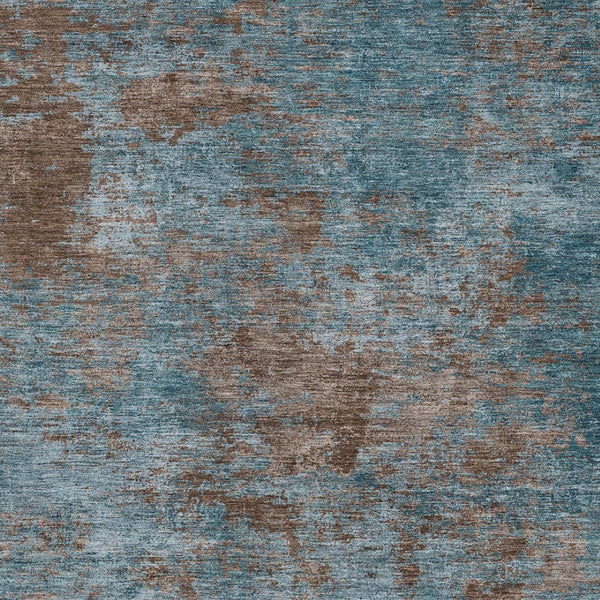 HomeRoots 9' X 12' Stylish Teal Blue & Brown Abstract Washable Area Rug for Indoor & Outdoor Spaces 609398