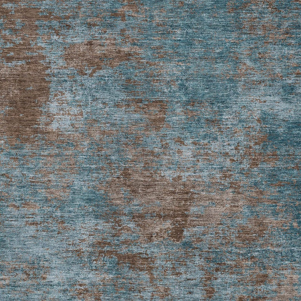 HomeRoots 5' Stylish Teal Blue and Brown Abstract Indoor Outdoor Area Rug - Durable, Washable, Versatile Design 10' X 14' 609399