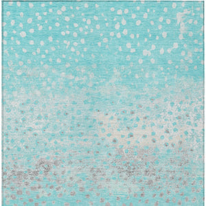 HomeRoots 5' Aqua and Teal Abstract Washable Area Rug - Modern Design for Indoor/Outdoor Spaces, Durable & Stylish 5' X 8' 609445