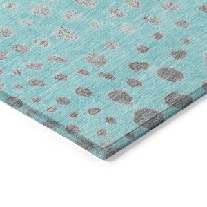 HomeRoots 5' Aqua and Teal Abstract Washable Area Rug - Modern Design for Indoor/Outdoor Spaces, Durable & Stylish 5' X 8' 609445