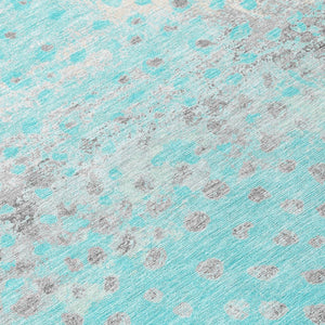 HomeRoots 5' Aqua and Teal Abstract Washable Area Rug - Modern Design for Indoor/Outdoor Spaces, Durable & Stylish 5' X 8' 609445