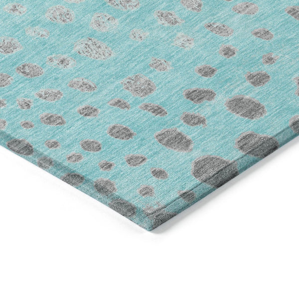 HomeRoots 5' Aqua and Teal Abstract Washable Area Rug - Modern Design for Indoor/Outdoor Spaces, Durable & Stylish 8' X 10' 609447
