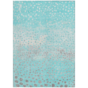 HomeRoots 5' Aqua and Teal Abstract Washable Area Rug - Modern Design for Indoor/Outdoor Spaces, Durable & Stylish 10' X 14' 609449