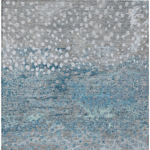 HomeRoots 5' Gray and Silver Abstract Area Rug – Modern, Washable, Stain-Resistant, Indoor/Outdoor Durability 5' X 8' 609457