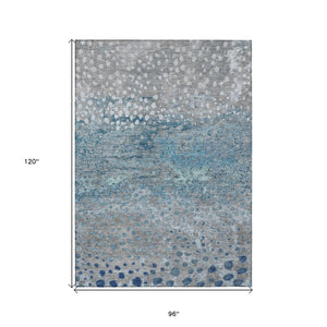 HomeRoots 5' Gray and Silver Abstract Area Rug – Modern, Washable, Stain-Resistant, Indoor/Outdoor Durability 8' X 10' 609459