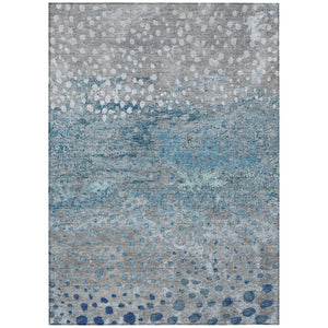 HomeRoots 5' Gray and Silver Abstract Area Rug – Modern, Washable, Stain-Resistant, Indoor/Outdoor Durability 9' X 12' 609460