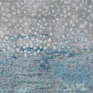 HomeRoots 5' Gray and Silver Abstract Area Rug – Modern, Washable, Stain-Resistant, Indoor/Outdoor Durability 9' X 12' 609460