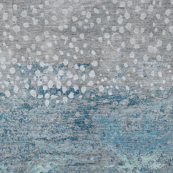 HomeRoots 5' Gray and Silver Abstract Area Rug – Modern, Washable, Stain-Resistant, Indoor/Outdoor Durability 9' X 12' 609460
