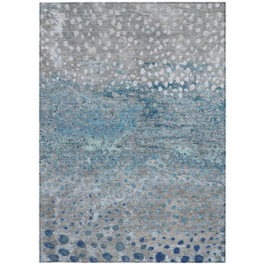 HomeRoots 5' Gray and Silver Abstract Area Rug – Modern, Washable, Stain-Resistant, Indoor/Outdoor Durability 10' X 14' 609461