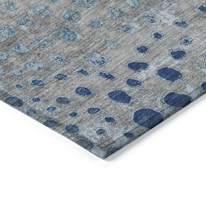 HomeRoots 5' Gray and Silver Abstract Area Rug – Modern, Washable, Stain-Resistant, Indoor/Outdoor Durability 10' X 14' 609461