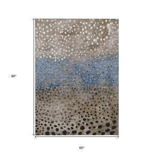 HomeRoots 5' Khaki and Taupe Abstract Indoor Outdoor Area Rug - Modern Design, Easy Care, Pet-Friendly Solution 5' X 8' 609463