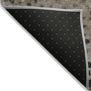 HomeRoots 5' Khaki and Taupe Abstract Indoor Outdoor Area Rug - Modern Design, Easy Care, Pet-Friendly Solution 5' X 8' 609463