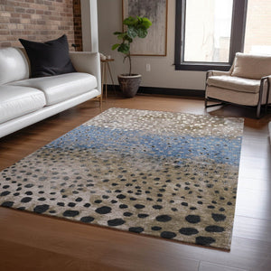 HomeRoots 5' Khaki and Taupe Abstract Indoor Outdoor Area Rug - Modern Design, Easy Care, Pet-Friendly Solution 5' X 8' 609463