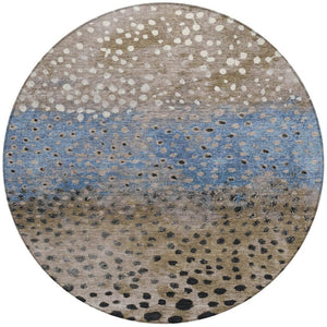 HomeRoots 5' Khaki and Taupe Abstract Indoor Outdoor Area Rug - Modern Design, Easy Care, Pet-Friendly Solution 8' Round 609464