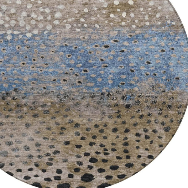 HomeRoots 5' Khaki and Taupe Abstract Indoor Outdoor Area Rug - Modern Design, Easy Care, Pet-Friendly Solution 8' Round 609464