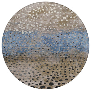 HomeRoots 5' Khaki and Taupe Abstract Indoor Outdoor Area Rug - Modern Design, Easy Care, Pet-Friendly Solution 8' Round 609464