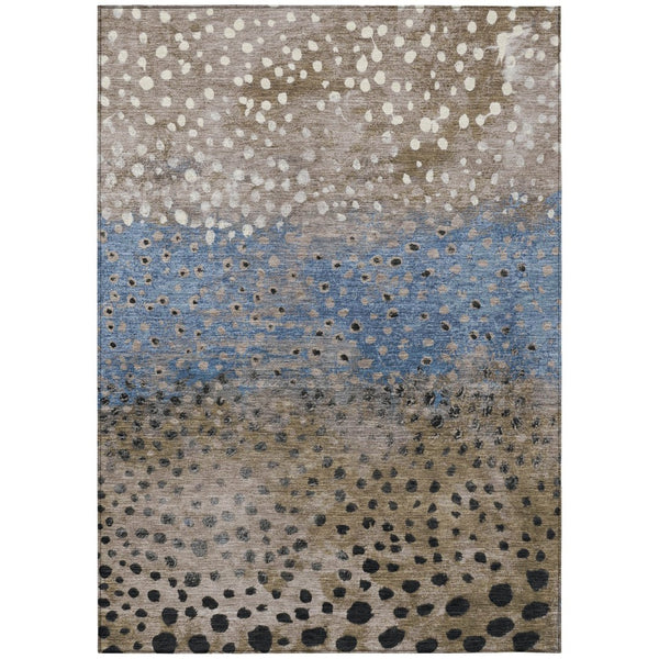 HomeRoots 5' Khaki and Taupe Abstract Indoor Outdoor Area Rug - Modern Design, Easy Care, Pet-Friendly Solution 8' X 10' 609465
