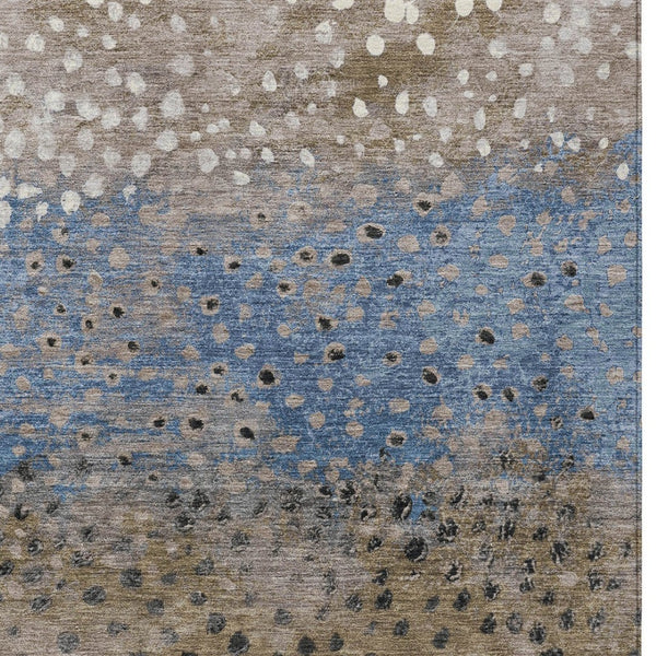 HomeRoots 5' Khaki and Taupe Abstract Indoor Outdoor Area Rug - Modern Design, Easy Care, Pet-Friendly Solution 9' X 12' 609466