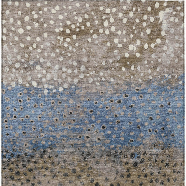HomeRoots 5' Khaki and Taupe Abstract Indoor Outdoor Area Rug - Modern Design, Easy Care, Pet-Friendly Solution 10' X 14' 609467