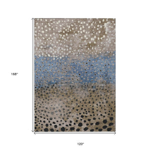 HomeRoots 5' Khaki and Taupe Abstract Indoor Outdoor Area Rug - Modern Design, Easy Care, Pet-Friendly Solution 10' X 14' 609467