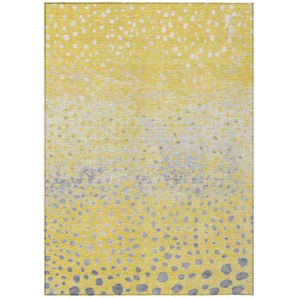 HomeRoots 5' Yellow and Gold Abstract Area Rug - Durable, Washable Indoor/Outdoor Design for Modern Spaces 5' X 8' 609469