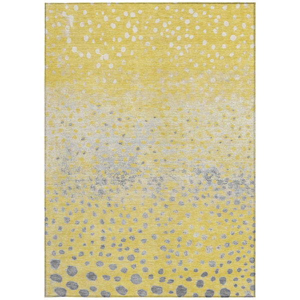 HomeRoots 5' Yellow and Gold Abstract Area Rug - Durable, Washable Indoor/Outdoor Design for Modern Spaces 5' X 8' 609469