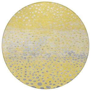 HomeRoots 5' Yellow and Gold Abstract Area Rug - Durable, Washable Indoor/Outdoor Design for Modern Spaces 8' Round 609470