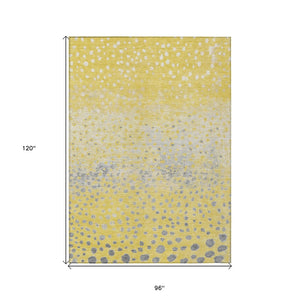 HomeRoots 5' Yellow and Gold Abstract Area Rug - Durable, Washable Indoor/Outdoor Design for Modern Spaces 8' X 10' 609471