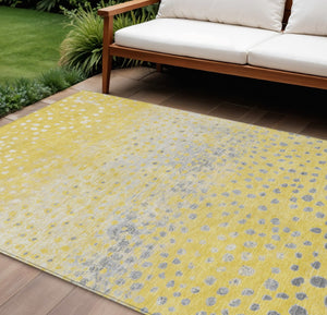 HomeRoots 5' Yellow and Gold Abstract Area Rug - Durable, Washable Indoor/Outdoor Design for Modern Spaces 8' X 10' 609471