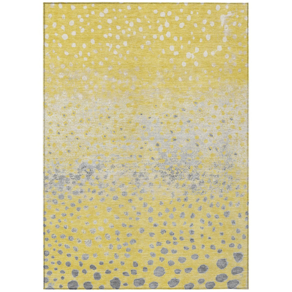 HomeRoots 9' Yellow and Gold Abstract Washable Area Rug - Versatile Indoor/Outdoor Design for Busy Spaces 609472