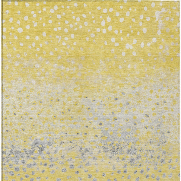 HomeRoots 5' Yellow and Gold Abstract Area Rug - Durable, Washable Indoor/Outdoor Design for Modern Spaces 10' X 14' 609473