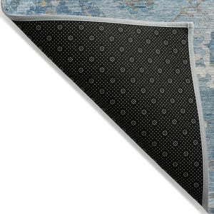 HomeRoots 5' Vibrant Teal Blue and Aqua Floral Washable Area Rug for Indoor and Outdoor Spaces - Durable Design 8' X 10' 609519
