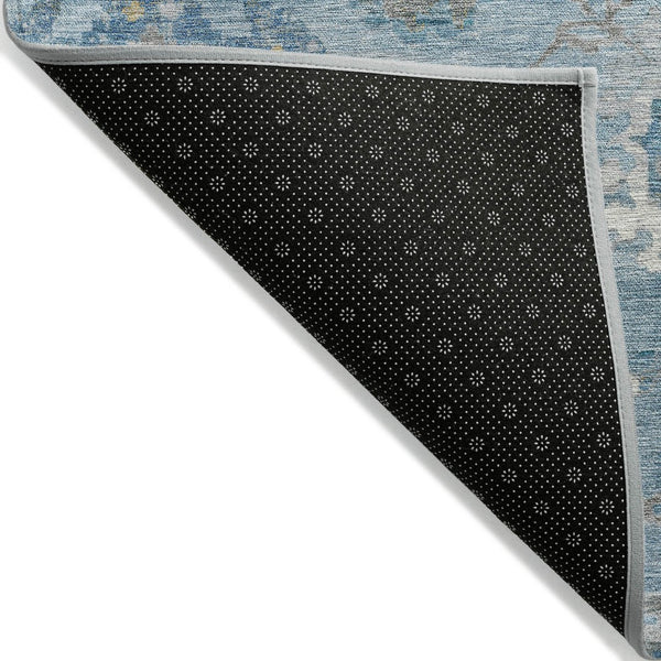 HomeRoots 5' Vibrant Teal Blue and Aqua Floral Washable Area Rug for Indoor and Outdoor Spaces - Durable Design 8' X 10' 609519