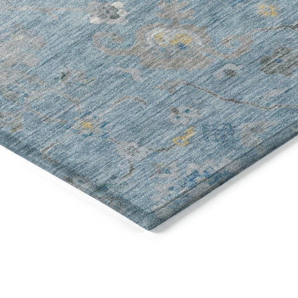 HomeRoots 5' Vibrant Teal Blue and Aqua Floral Washable Area Rug for Indoor and Outdoor Spaces - Durable Design 8' X 10' 609519