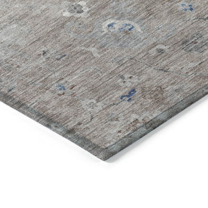 HomeRoots 5' Taupe and Brown Floral Area Rug – Versatile, Washable Design for Indoor and Outdoor Spaces 5' X 8' 609523