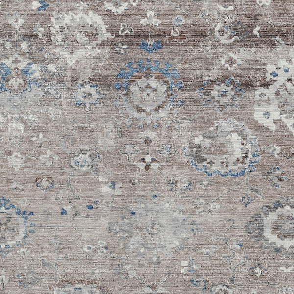 HomeRoots 5' Taupe and Brown Floral Area Rug – Versatile, Washable Design for Indoor and Outdoor Spaces 5' X 8' 609523