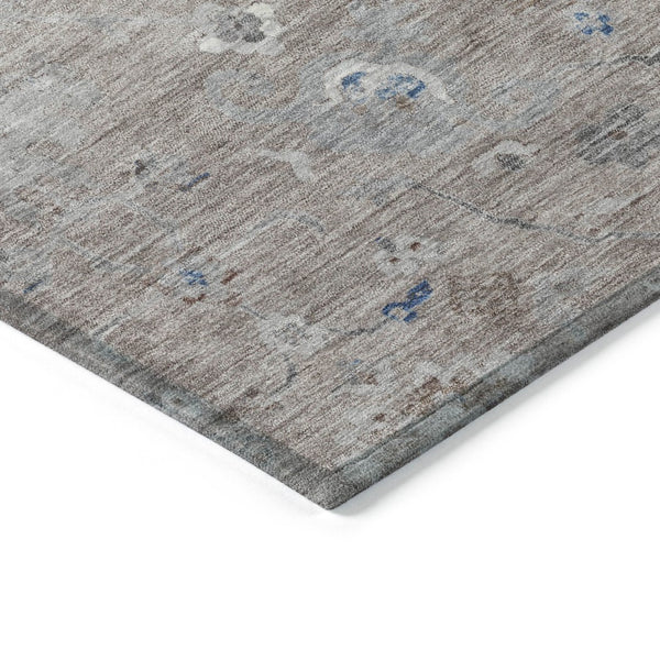 HomeRoots 5' Taupe and Brown Floral Area Rug – Versatile, Washable Design for Indoor and Outdoor Spaces 8' Round 609524