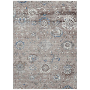 HomeRoots 5' Taupe and Brown Floral Area Rug – Versatile, Washable Design for Indoor and Outdoor Spaces 10' X 14' 609527