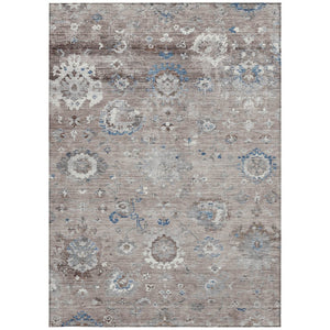 HomeRoots 5' Taupe and Brown Floral Area Rug – Versatile, Washable Design for Indoor and Outdoor Spaces 10' X 14' 609527