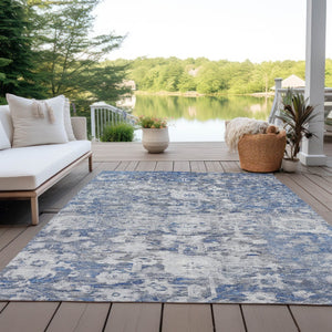 HomeRoots 5' Blue Floral Washable Area Rug - Durable, Stylish Design for Indoor and Outdoor High-Traffic Use 5' X 8' 609529