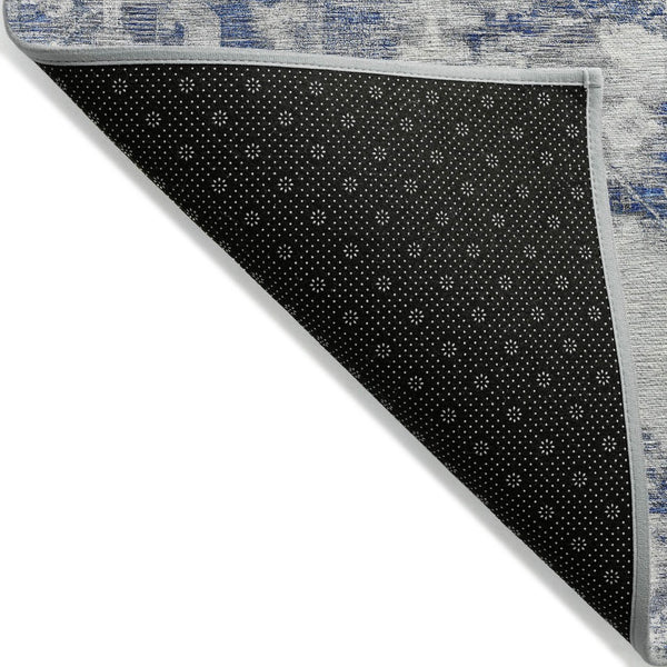 HomeRoots 5' Blue Floral Washable Area Rug - Durable, Stylish Design for Indoor and Outdoor High-Traffic Use 5' X 8' 609529