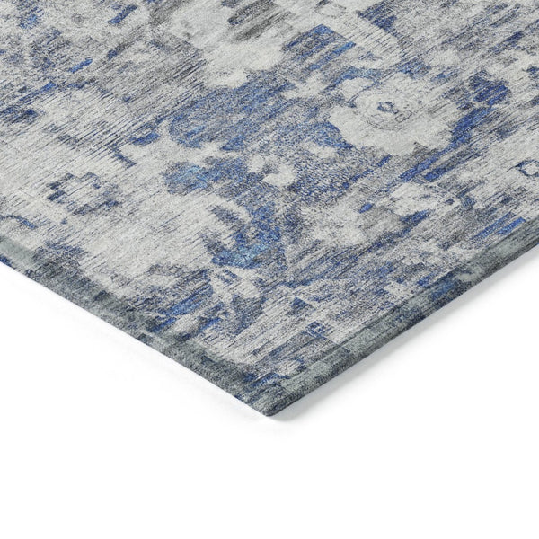 HomeRoots 5' Blue Floral Washable Area Rug - Durable, Stylish Design for Indoor and Outdoor High-Traffic Use 5' X 8' 609529