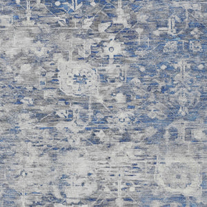 HomeRoots 5' Blue Floral Washable Area Rug - Durable, Stylish Design for Indoor and Outdoor High-Traffic Use 8' X 10' 609531