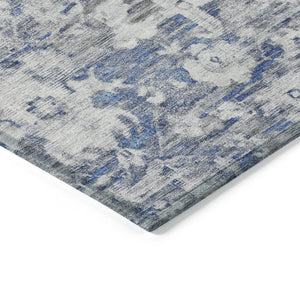 HomeRoots 5' Blue Floral Washable Area Rug - Durable, Stylish Design for Indoor and Outdoor High-Traffic Use 9' X 12' 609532